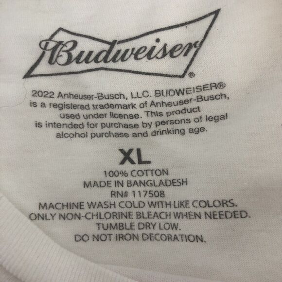 Budweiser Men's Size XL White Logo Graphic T-shirt Dad Beer Father's Day - Picture 4 of 5